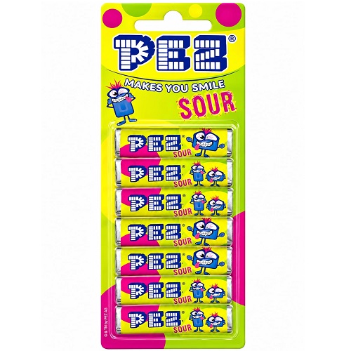 PEZ конфеты кислые, красящие язык, набор, 8 шт